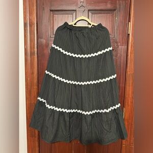 Elegant Black Skirt with White Accents